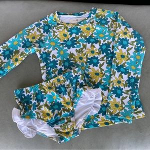 Wren & James 2 piece rashguard swimsuit with floral design NWOT